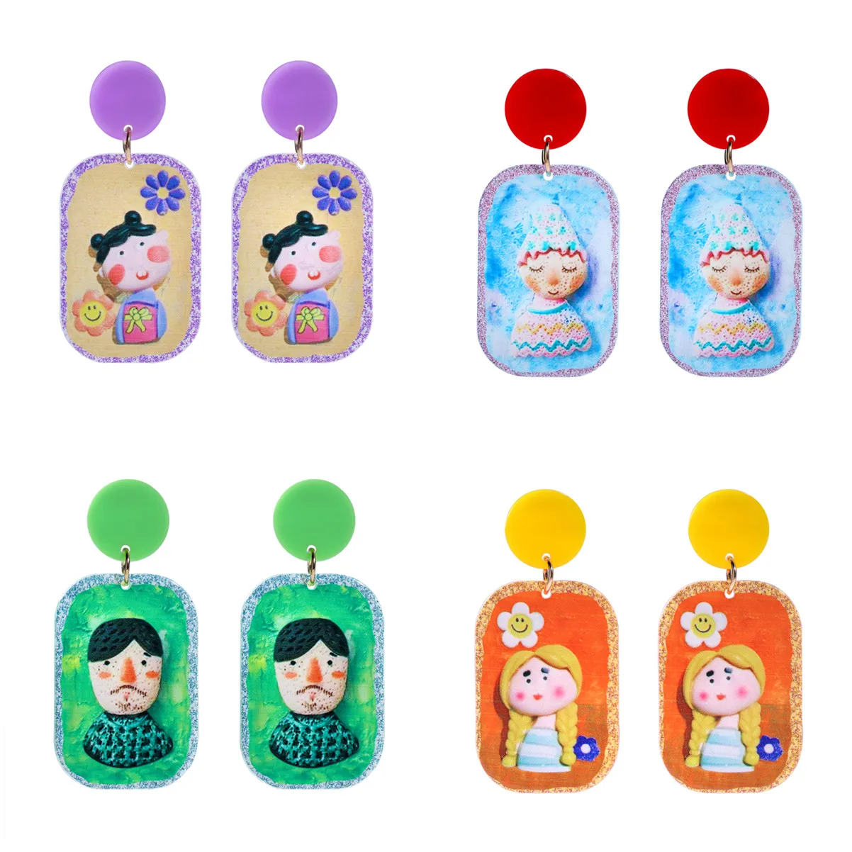 

Miwens Fashion Simple Cute Acrylic Cartoon Pattern Dangle Drop Earrings for Women Girls Birthday Gift Lovely Square Jewelry 2022