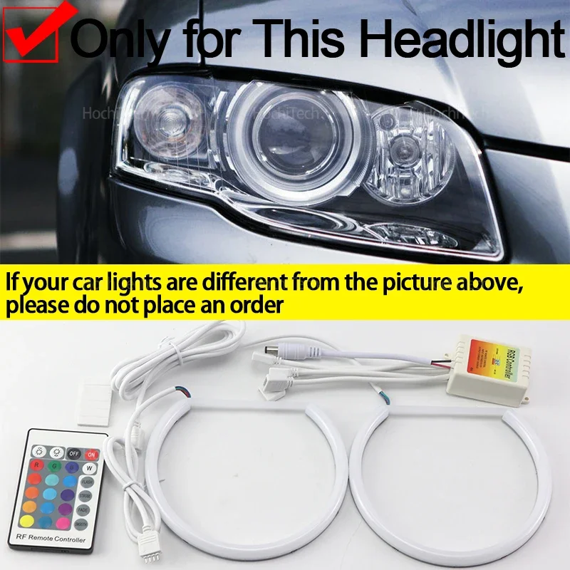 

Пульт дистанционного управления Angel Eyes LED Cotton RGB 16-цветный комплект колец для фар для Audi A4 S4 RS4 B7 2005 2006 2007 2008 2009, аксессуары