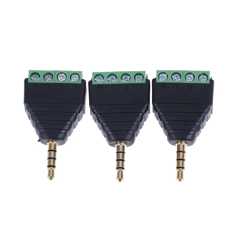 

1pc Video AV Balun 3.5mm 4 Pole Stereo Male To AV Screw Terminal Stereo Jack 3.5 Mm Male 4 Pin Terminal Block Plug Connector