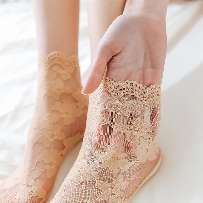 Женские носки летние кружевные прозрачные тонкие жаккардовые ультратонкие |