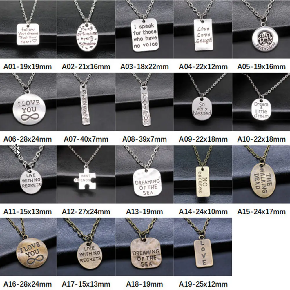 

New Arrival Love Plate Charms Pendants Necklace Female Gift Fashion