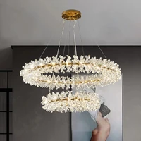 kobuc crystal flower ceiling chandelier led luxury indoor lighting 406080100cm home decoration pendant light for living room