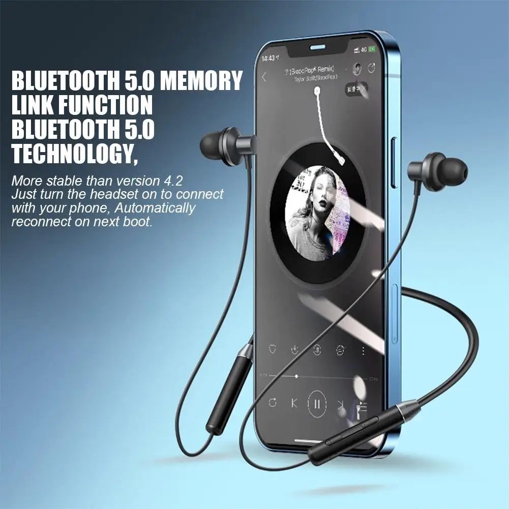 

Neckband Bluetooth-compatible Headset In-ear Binaural Sports Running Wireless Headphone Smart Call Music Earphones