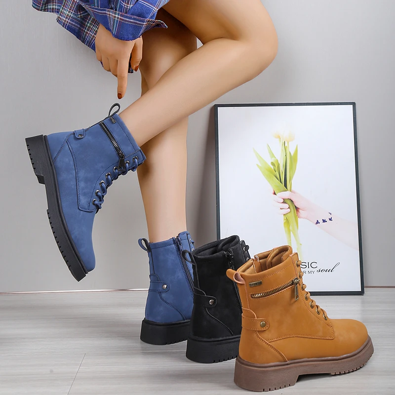 Women's Ankel Boots Autumn Winter Women Chelsea Boots Womens Short Boots Flat Shoes Fashion Platform Boots Gothic Botas De Mujer