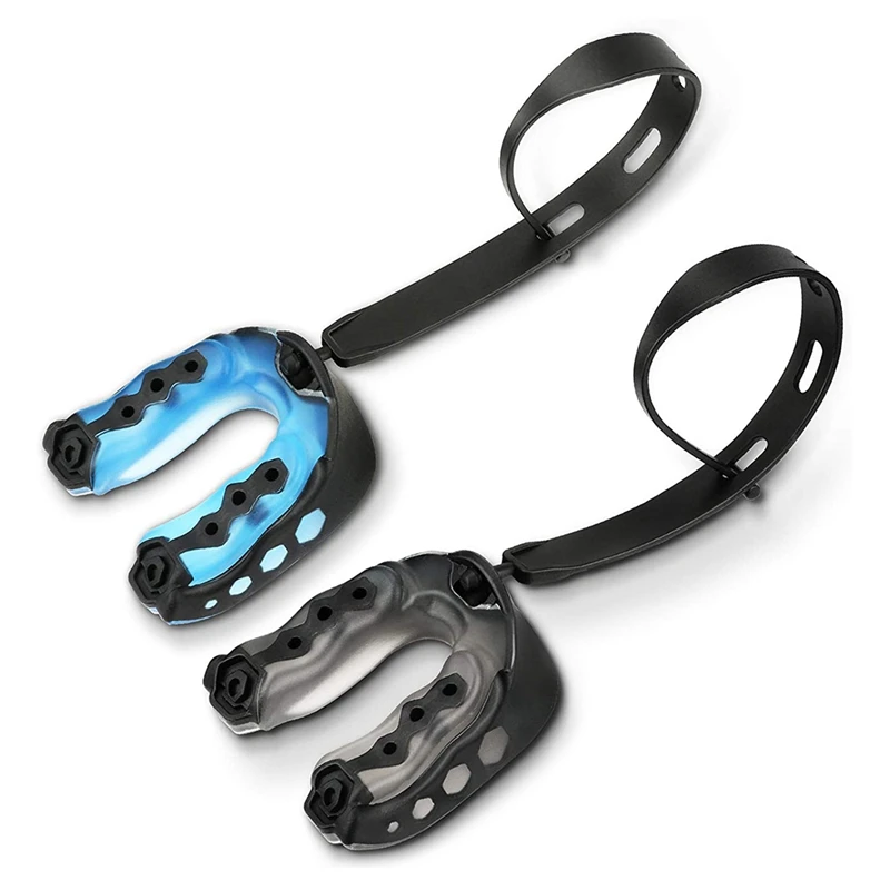 

2 Pack Soft Mouth Guard with Strap, Professional Sports Mouthguard Rugby Teeth Armor to Protect Braces for Adult