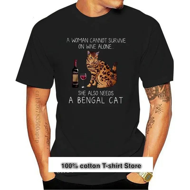 Camiseta para hombre y mujer, camisa de cuello redondo con estampado de gato de Bengala, unisex
