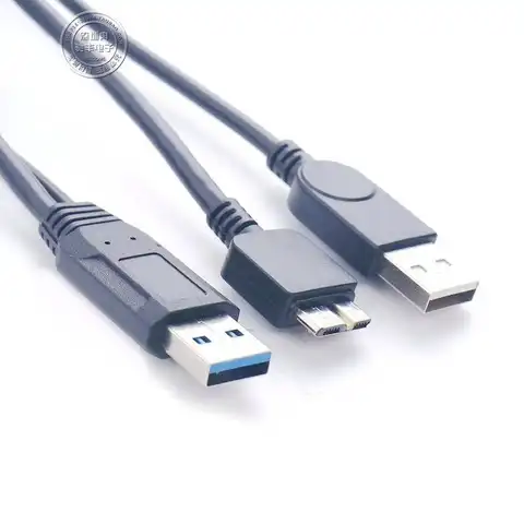 Высокоскоростной кабель передачи данных для внешних жестких дисков USB 3,0 Dual Power Y Shape 2 X Type A на Micro B до 5 Гбит/с