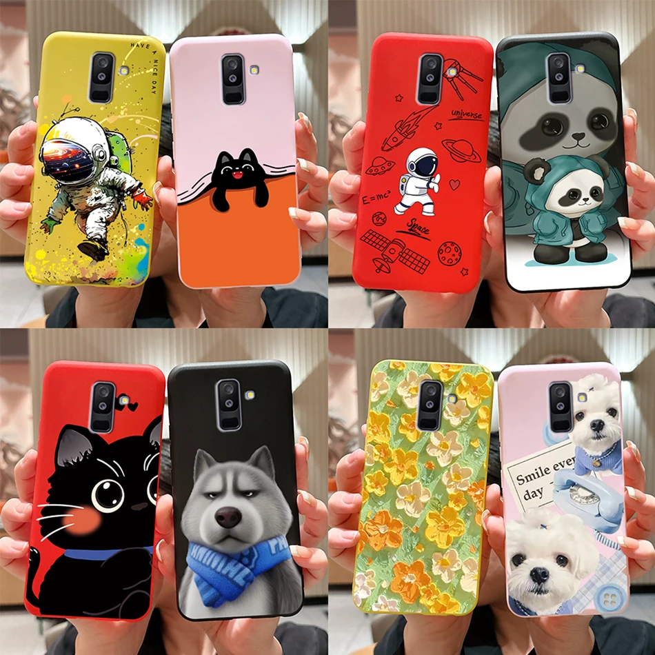 Чехол для Samsung Galaxy A6 Plus 2018 Женская задняя крышка мягкие силиконовые чехлы