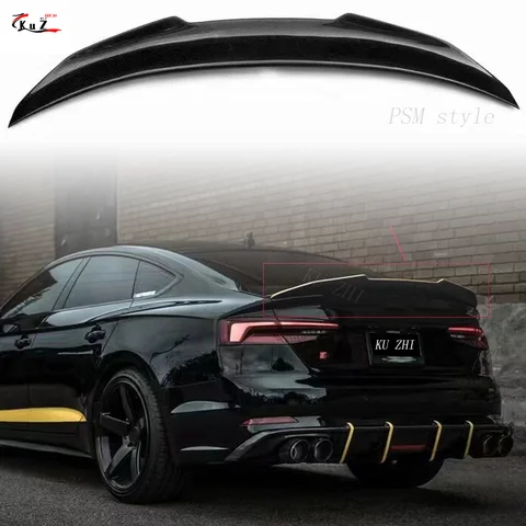 Автомобильный спойлер для Audi A5 S5 RS5 B9, 2-дверный Sportback/Coupe/трансформер, стиль PSM, кованое крыло багажника из настоящего углеродного волокна 2017-2023