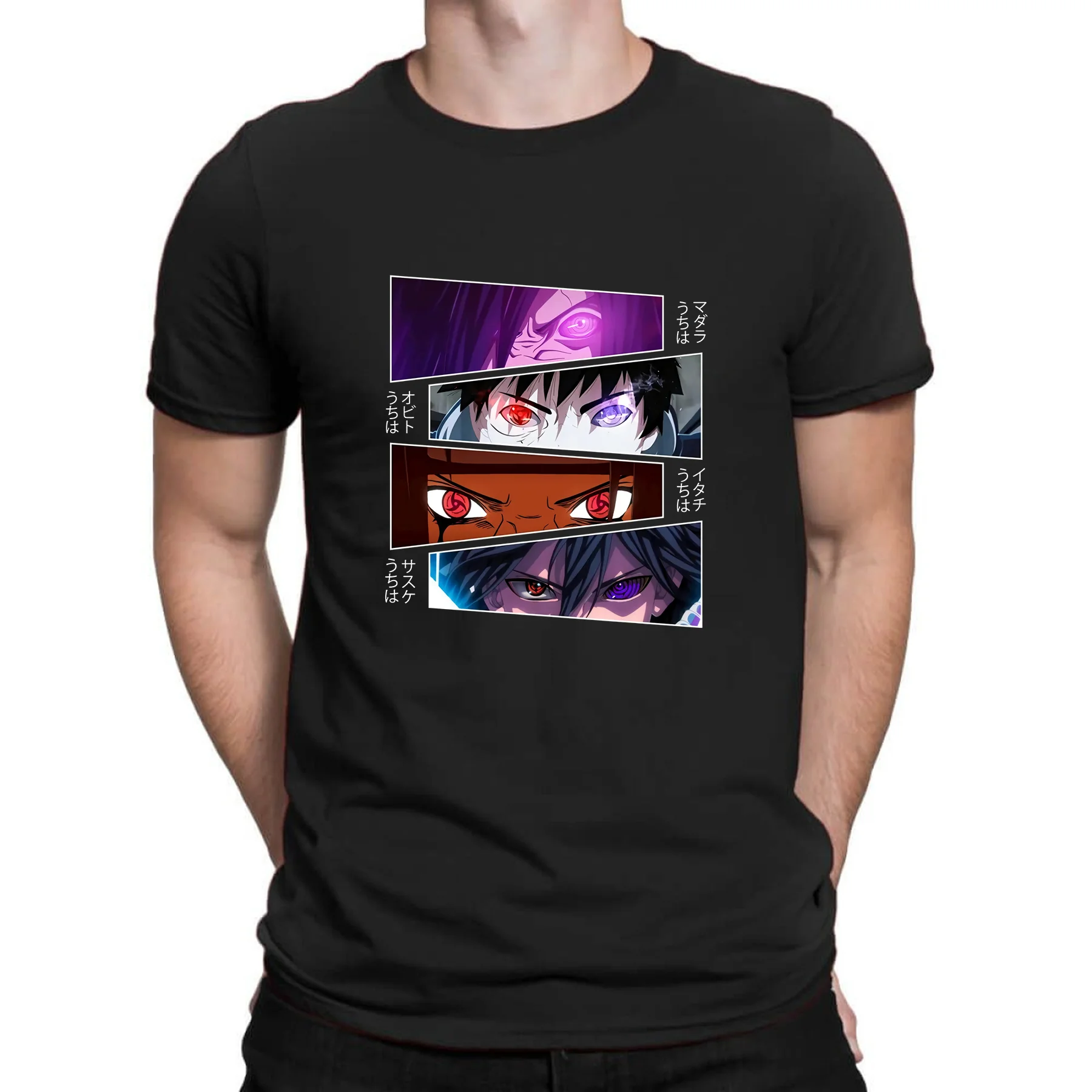 

2023 Hot Sale Summer 100% Cotton Uchiha T Shirt Men Short Sleeves Cool Tee Hip Hop Streetwear T-shirt