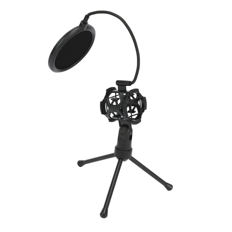 

Portable Microphone Mic Shock Mount Studio Desktop Tripod Stand With Filter