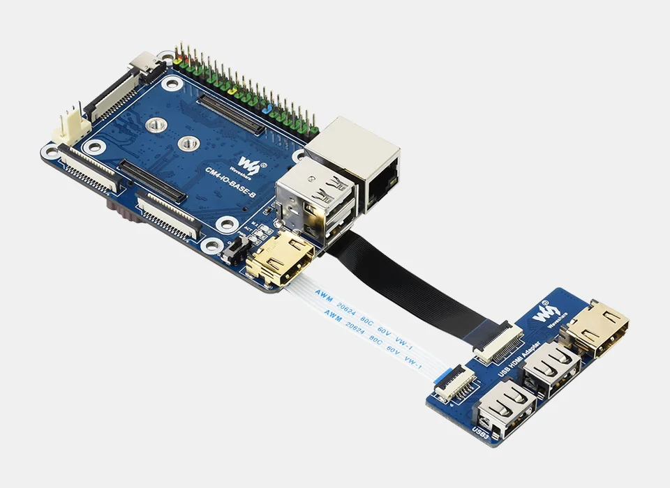 Фото Адаптер Waveshare CM4-IO-BASE-B + USB HDMI, для вычислительного модуля Raspberry Pi 4. №5