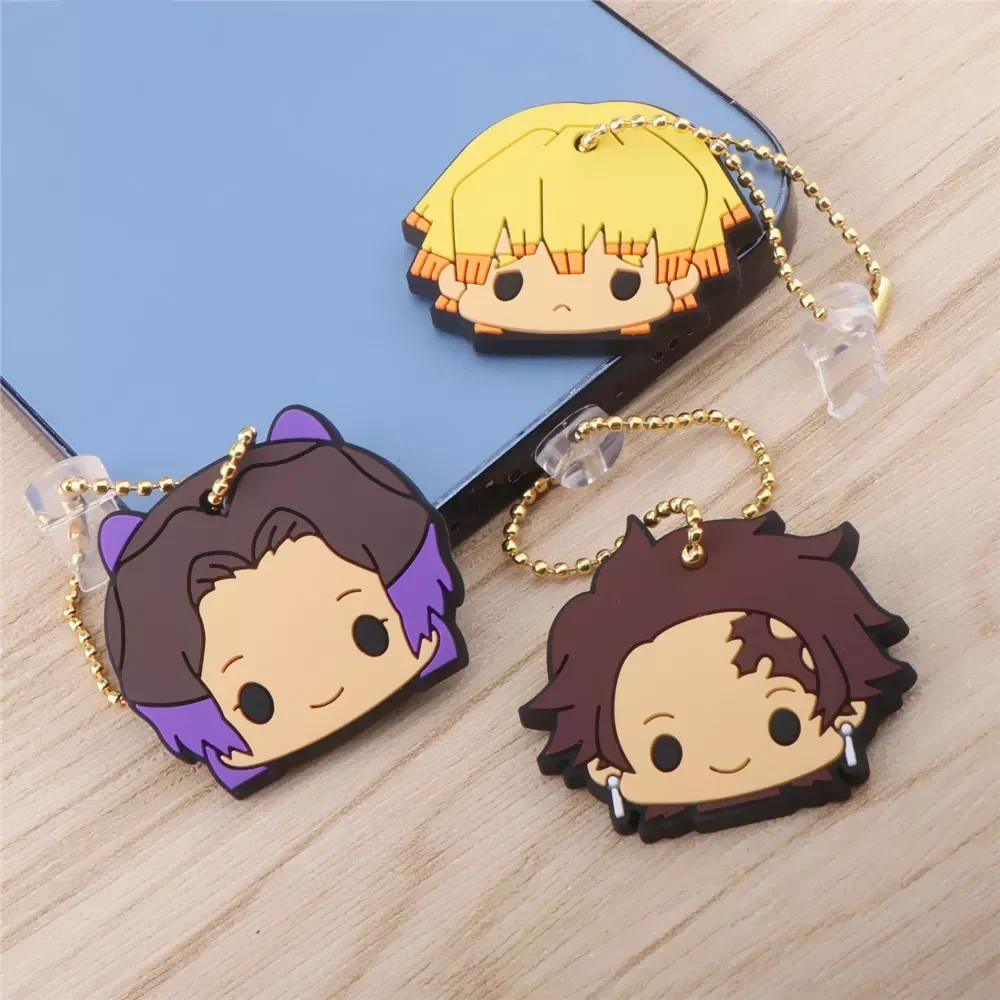 

Demon Slayer Dust Plug Charm Kawaii Charging Port Dust Plugs Anime Anti Dust Protection Stopper Cap For iPhone Decorate Pendant