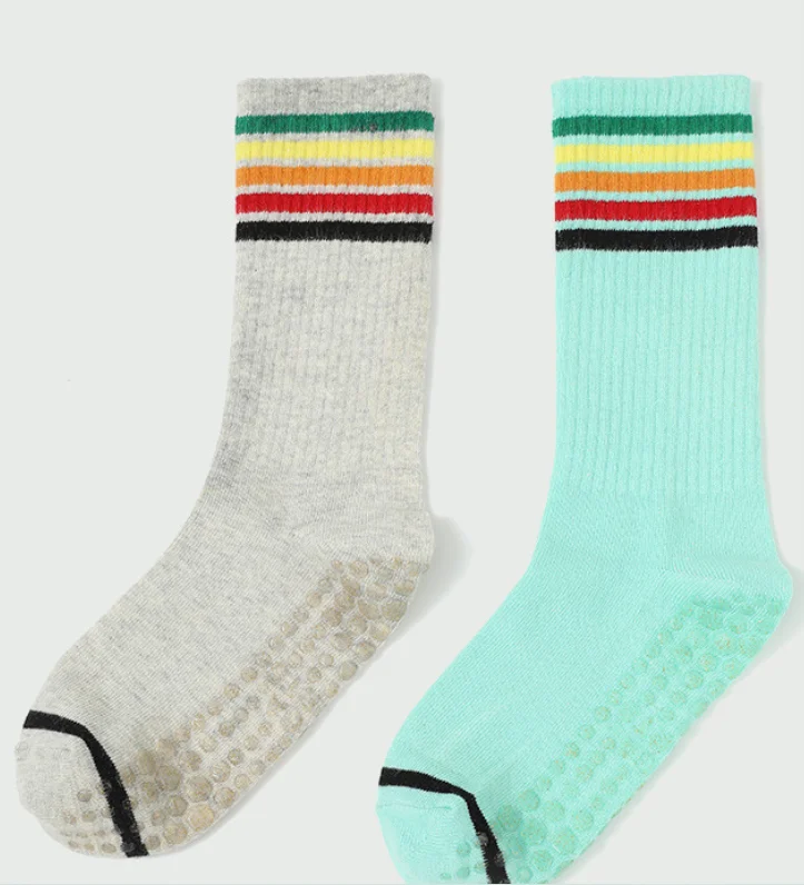 LuLu Fitness Running Street Yoga Summer Calf Socks Women Antiskid Knee High Pilates Blended Rainbow Calf Slim Breathable Socks