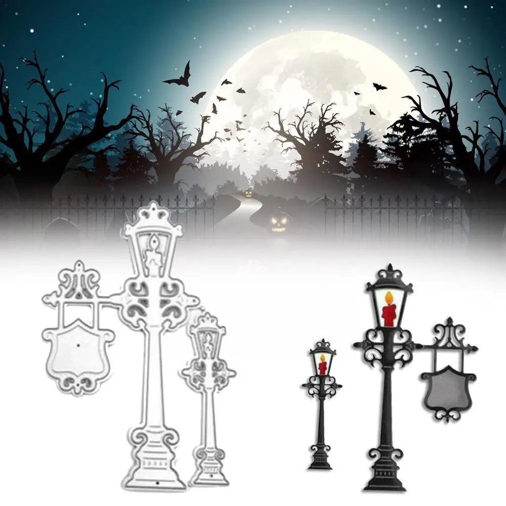 

Halloween Street Light Candle Metal Cutting Dies DIY Theme Crafts Templates Making Card Halloween Paper Cuts Embossing Die H9N2