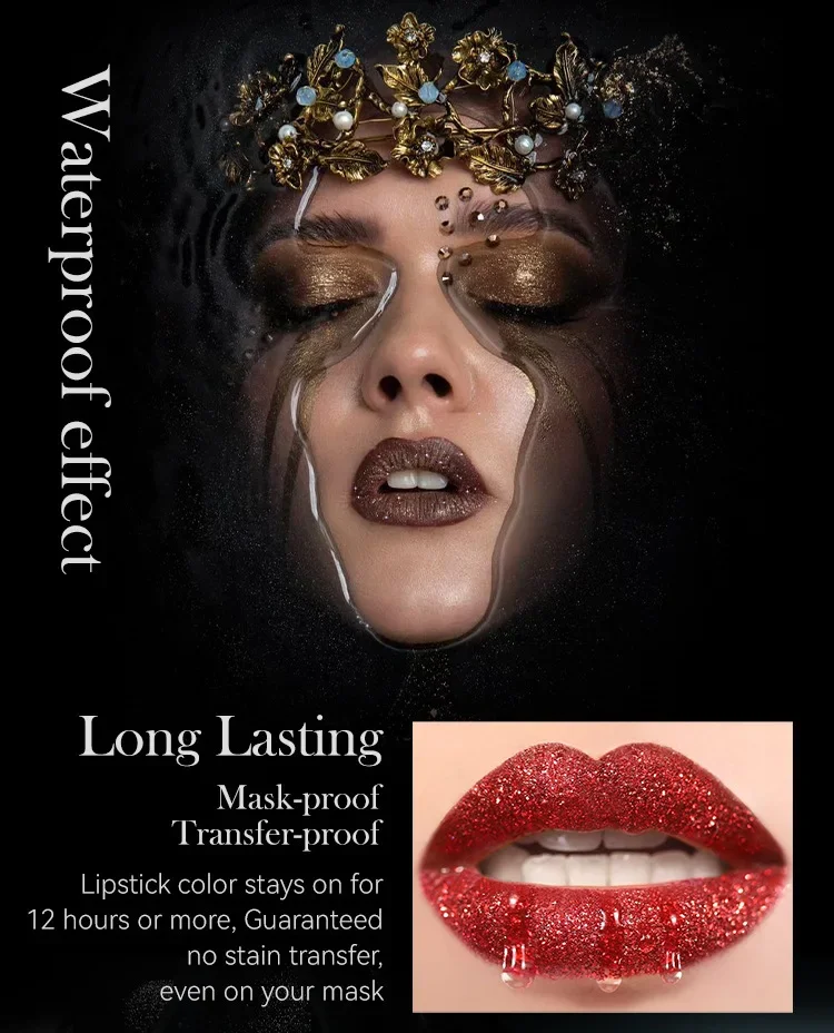 Перламутровый бриллиантовый сексуальный блеск для губ красная розовая матовая