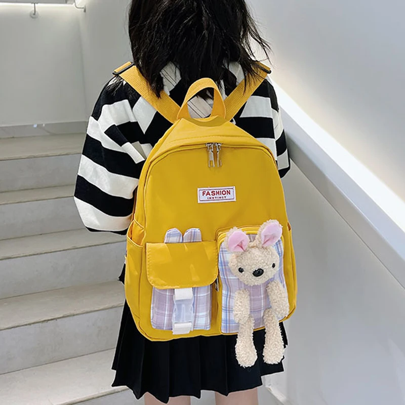 Школьные ранцы с мультипликационным кроликом для девочек и мальчиков, рюкзаки для учеников и учебников для детского сада, сумки для книг, 2022