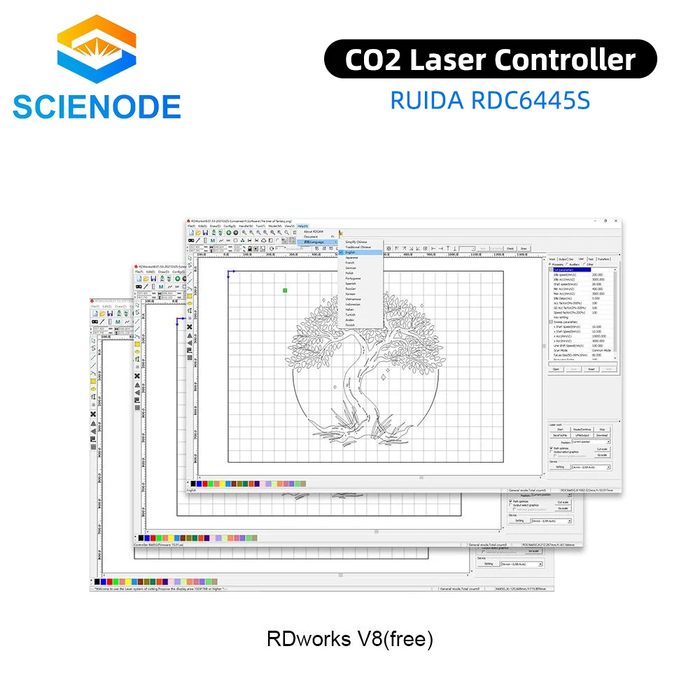 Лазерный контроллер Scienode Ruida 6445S RDC6445S CO2 обновленный 6445 6445G RDC6445G для систем
