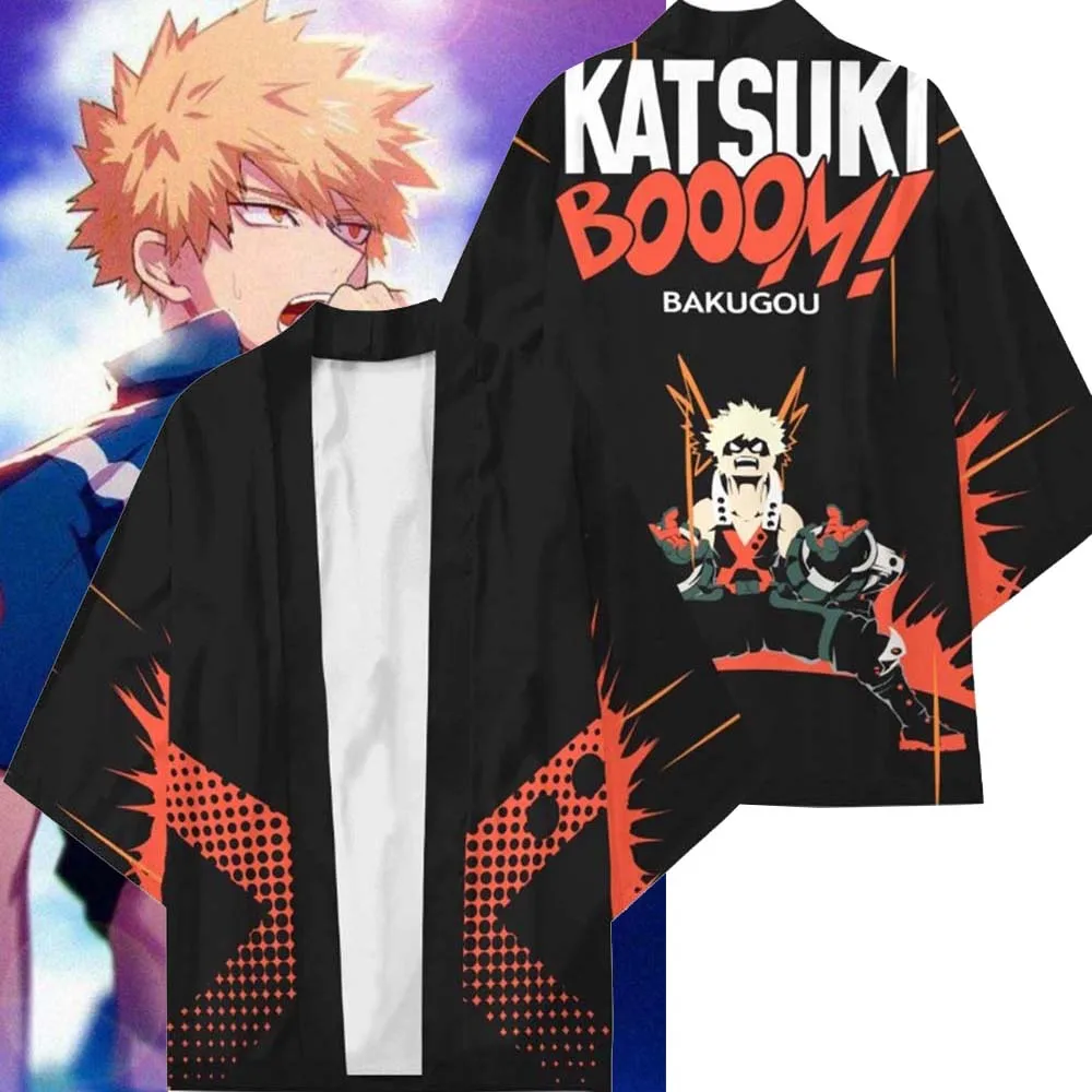 Новый модный костюм для косплея аниме Моя геройская Академия Bakugou Katsuki кимоно