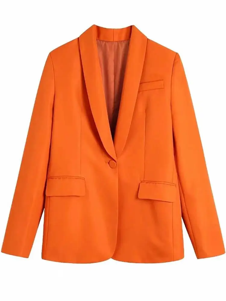 

MESTTRAF Sexy Design 2022 Women Patch Pockets Front Button Fashion Loose Casual Blazer Coat Retro Long Sleeve Female Outerwear