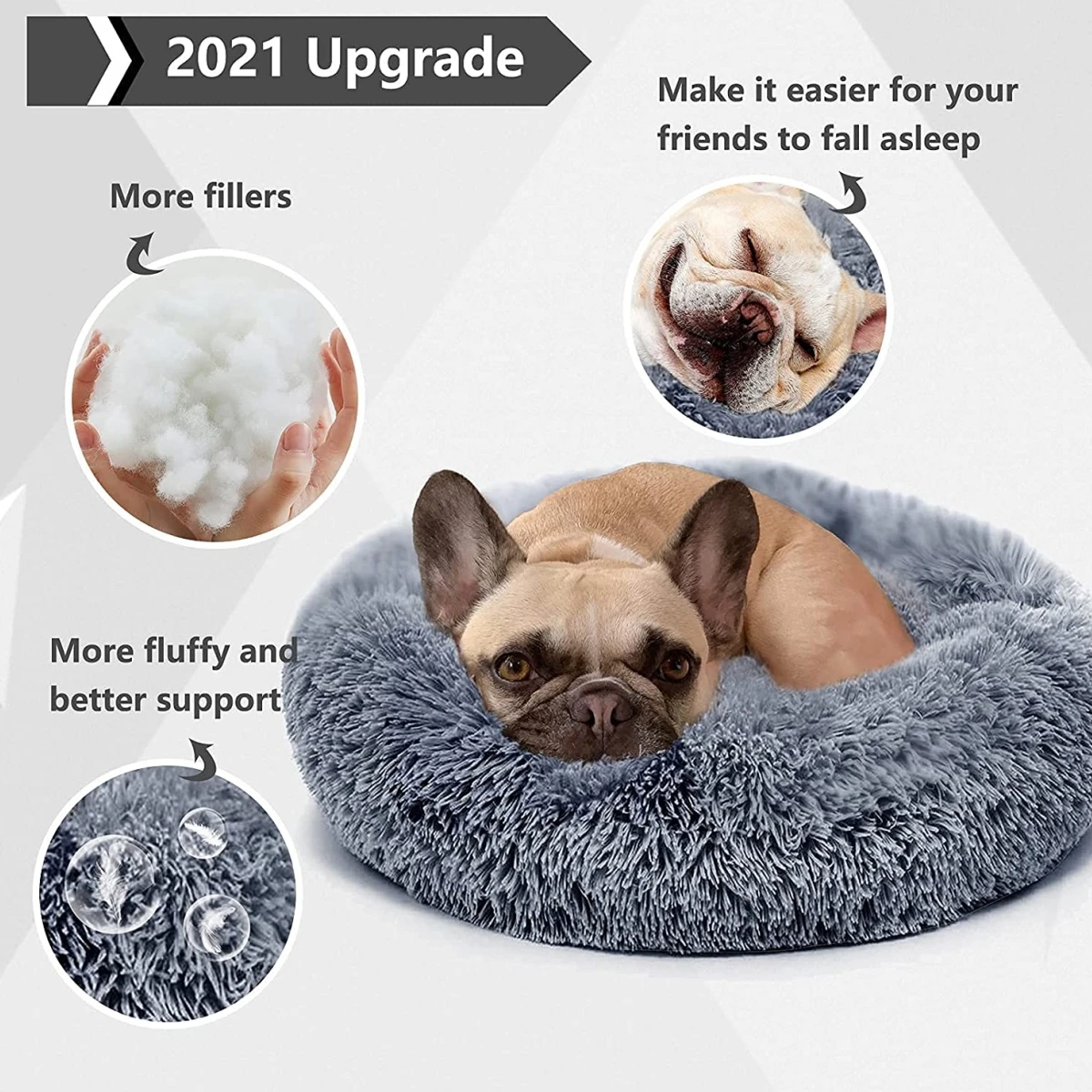 

Calming Dog Bed Anti Anxiety Dog Bed & Cat Bed Machine Washable Fluffy Plush Round Dog Beds for Small Medium Dogs Cats