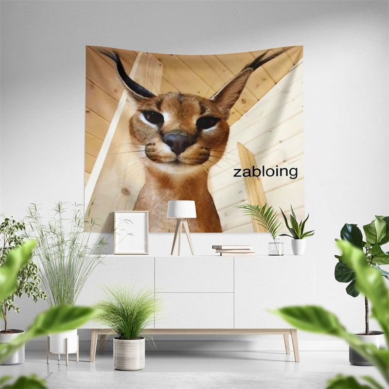 Фото Aertemisi Zabloing Floppa Caracal Cat Gosha забавный мем гобелен настенный художественный гобелен для спальни, гостиной, вечеринки в общежитии колледжа №2