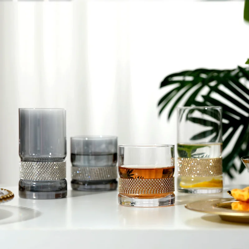 

Glitter Transparent Glass Water Cup Drinkware Bedside Milk Tumbler Drinking Cup