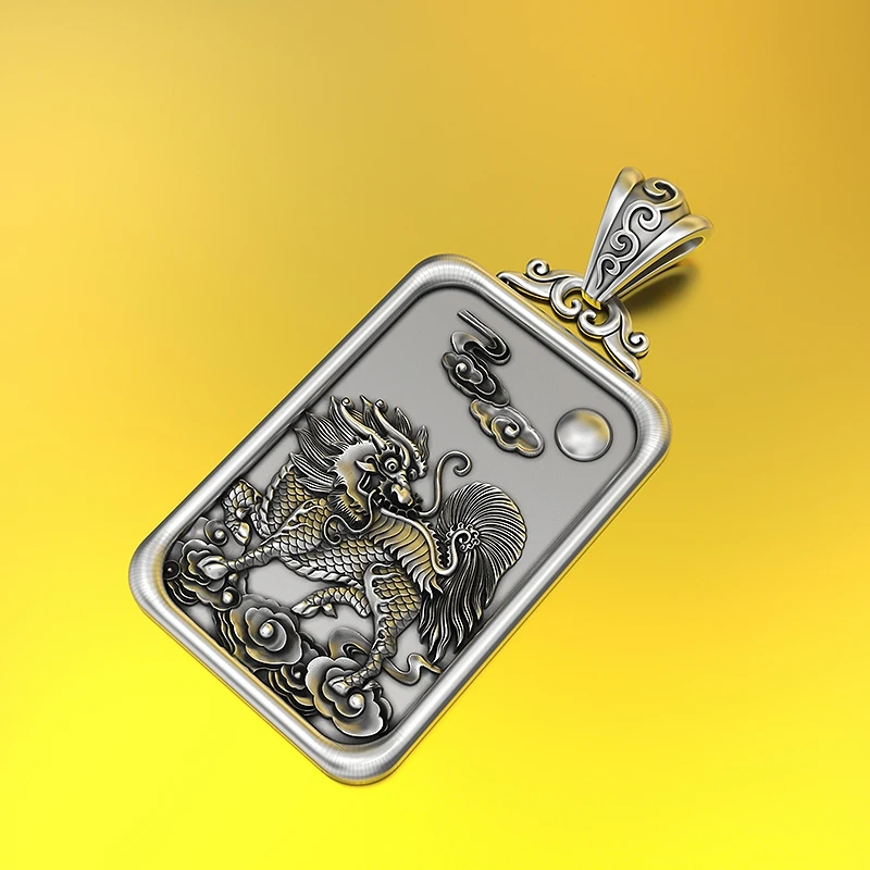 Серебряная медаль в стиле ретро с изображением пейзажа |