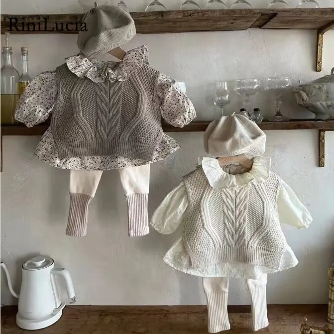 

RiniLucia Kids Clothing Set New Autumn Suit Baby Clothing Girls T-shirt + Coat + Pants 3-Piece Outfits For Baby Girl Clothes