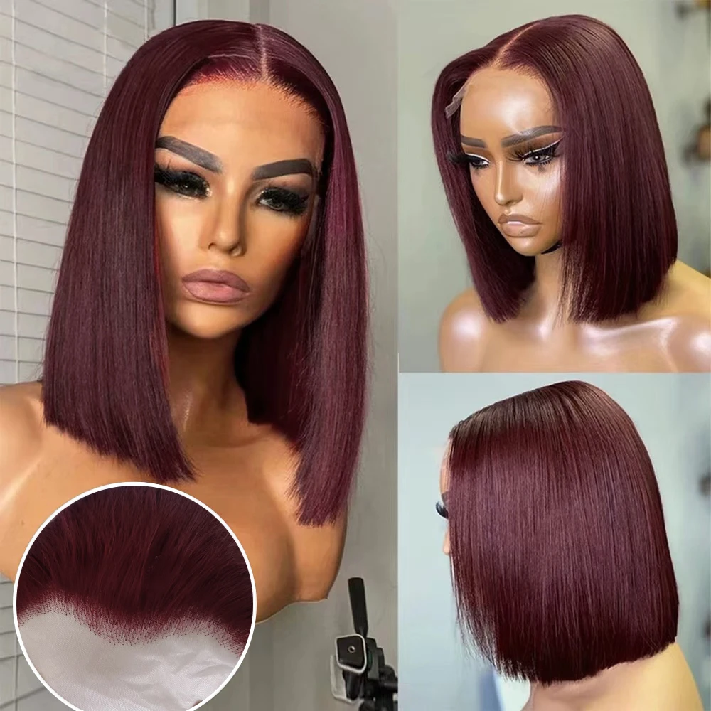 99j Парик Из Натуральных Волос В Стиле Боб Без Клея Bordovski Короткие 13x4 Кружевные