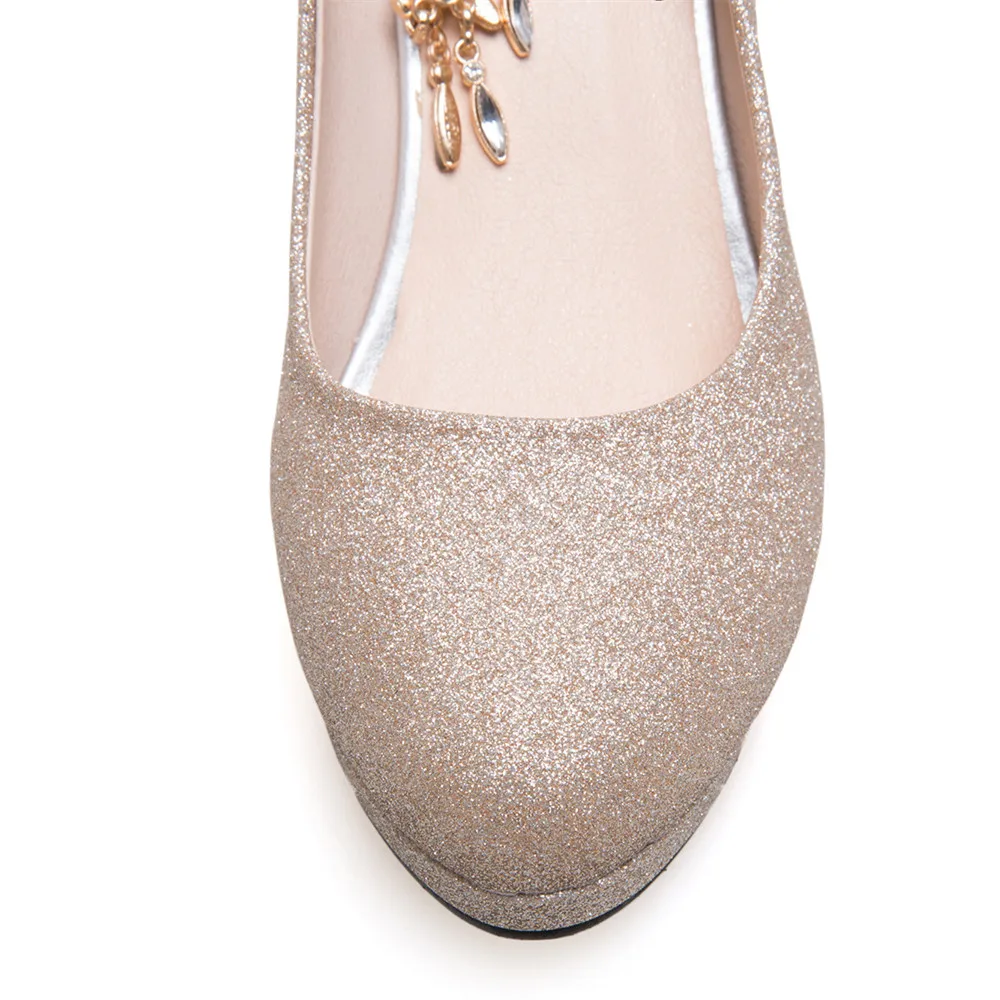 Spring Gold High Heels Platform Woman Pumps Autumn 2023 Luxury Crystal Ankle Ctrap Wedding Shoe Tacones Mujer Silver Pink 31-43