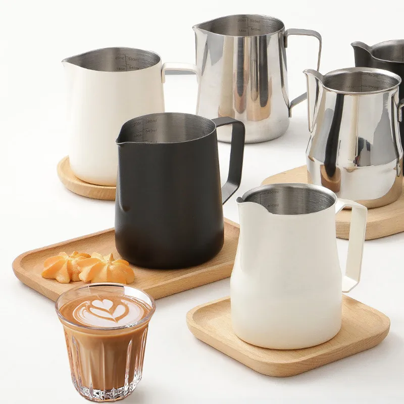 

Stainless Steel with scale Coffee Pitcher Pulling Flower Cup Cappuccino Milk Pot Espresso Cups Latte Milk Frothing Jug Frother