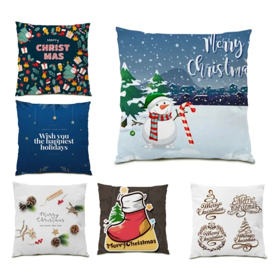 

christmas Decoration Home Pillow Cover Bed Living Room Decor Square Cushion Cover 45x45 Sofa Abstract Polyester pillowcase F1202