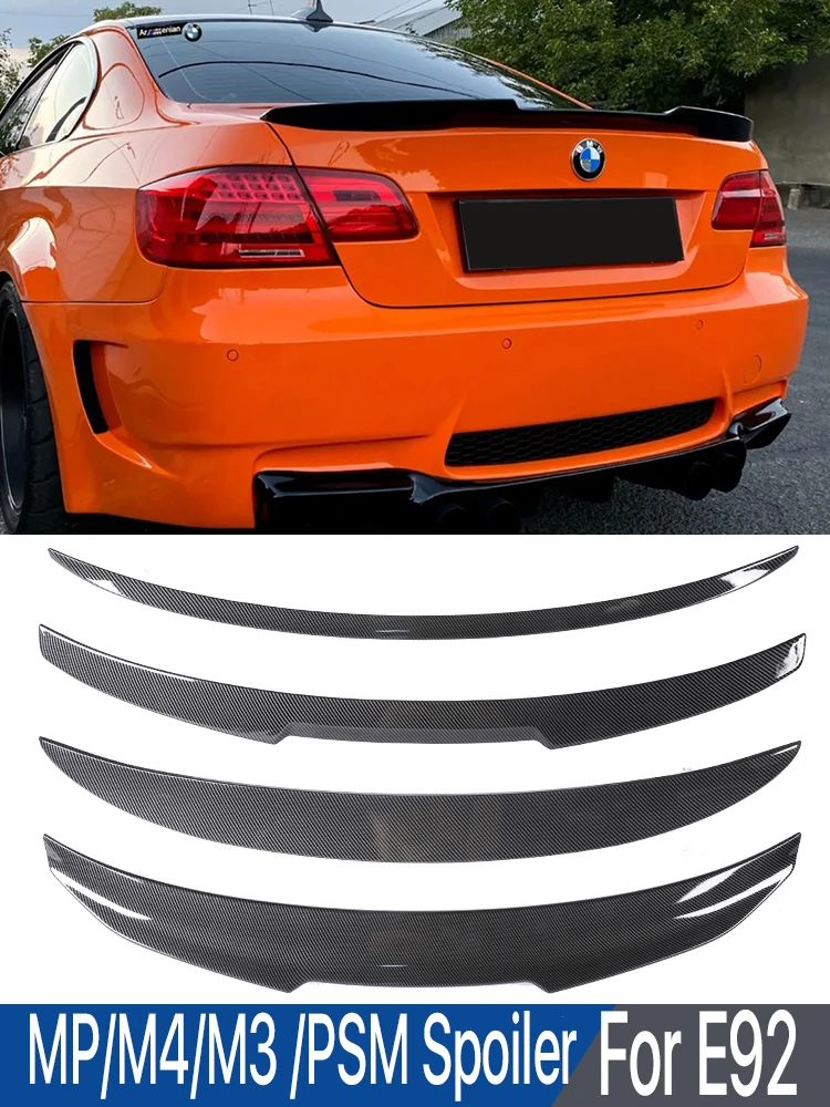 Gloss Black Rear Bumper Lip Trunk Wing Tail MP M4 PSM Style Roof Boot Spoiler for BMW 3 Series E92 Coupe 2006-2013 Carbon Fiber