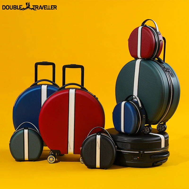 Set 2pcs/set Carry Ons Suitcase On Wheels Rounded Fashion Ki