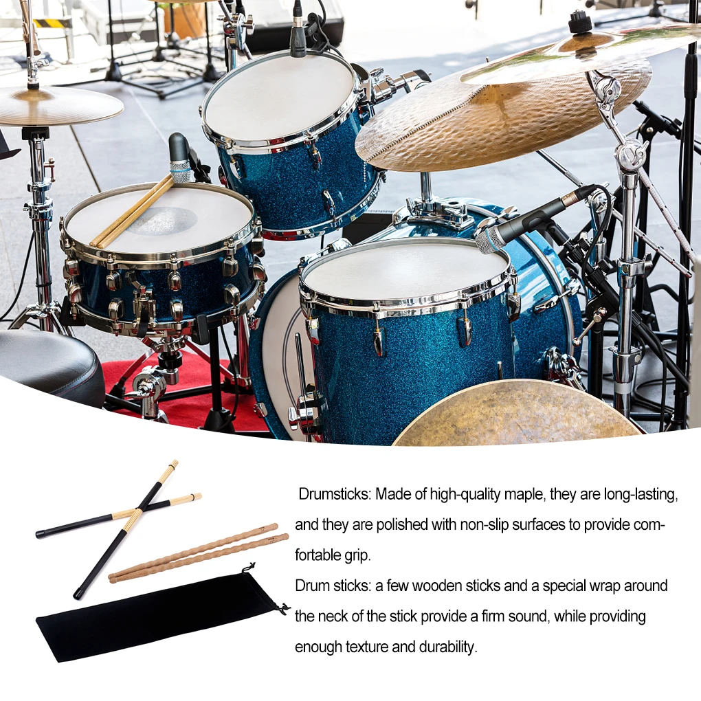 

Drum Stick Non-slippery Surface Good Decoration Drums Supplies Professional Percussion Part for Beginners Compact Size Wood Rod