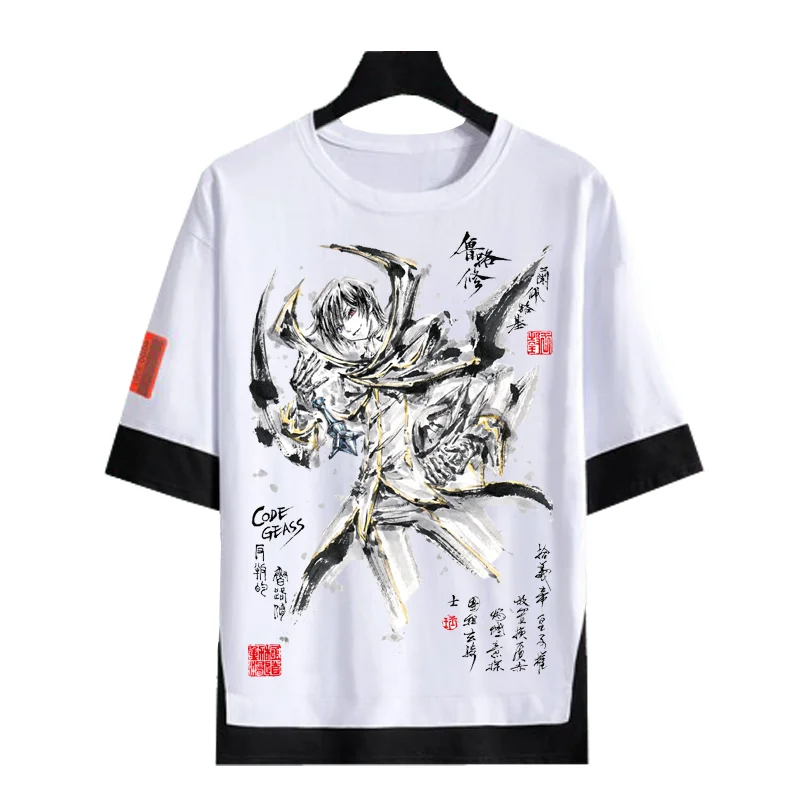 

Unisex Short Sleeve T-shirt Code Geass T Shirt Ink wash painting T-shirt