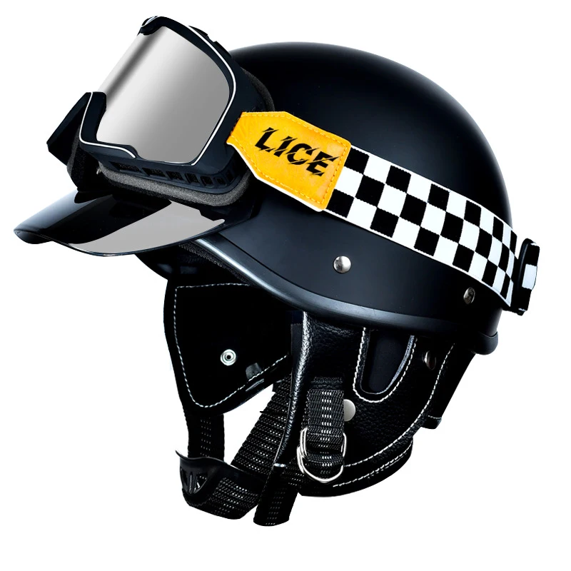 Japanese Retro Motorcycle Helmet, Semi Covered, Summer, Adult, Accessories, Sunshade, Fashion, Unisex, Small, motorcycle helmet enlarge