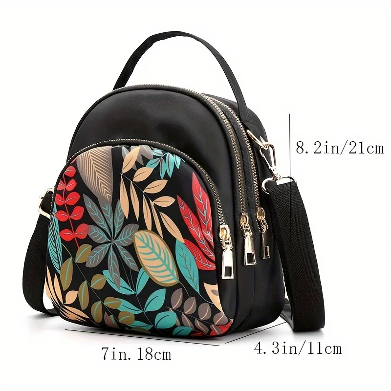 Fashion Mini Dome Handbag Multi Layer Crossbody Bag Ethnic Style Pattern Backpack For Women