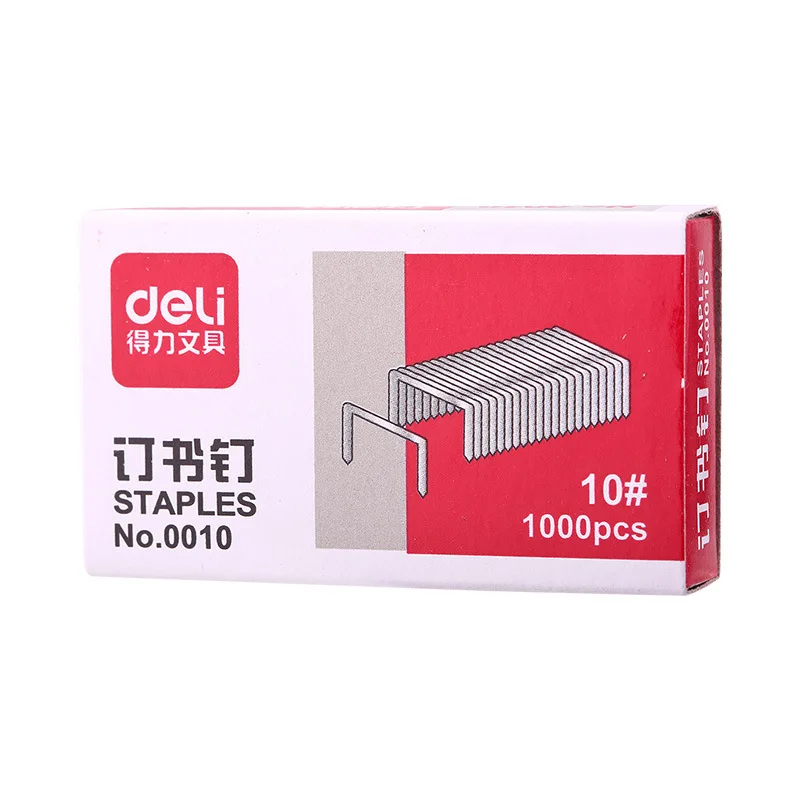 

High Quality Deli Boxed 1000pcs Metal Staples For Normal 10# Stapler Silver Book Nail School Office Supply Student Stationery