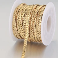 1 meter stainless steel textured snake curb chains embossing 4mm gold flat cuban link chain for diy jewelry making supplies