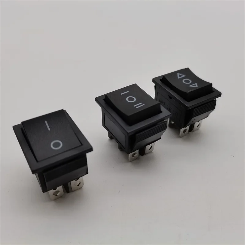 

Boat shaped switch KCD4 black 6-pin three speed dual reset all copper ON-OFF-ON reset to the middle neutral position