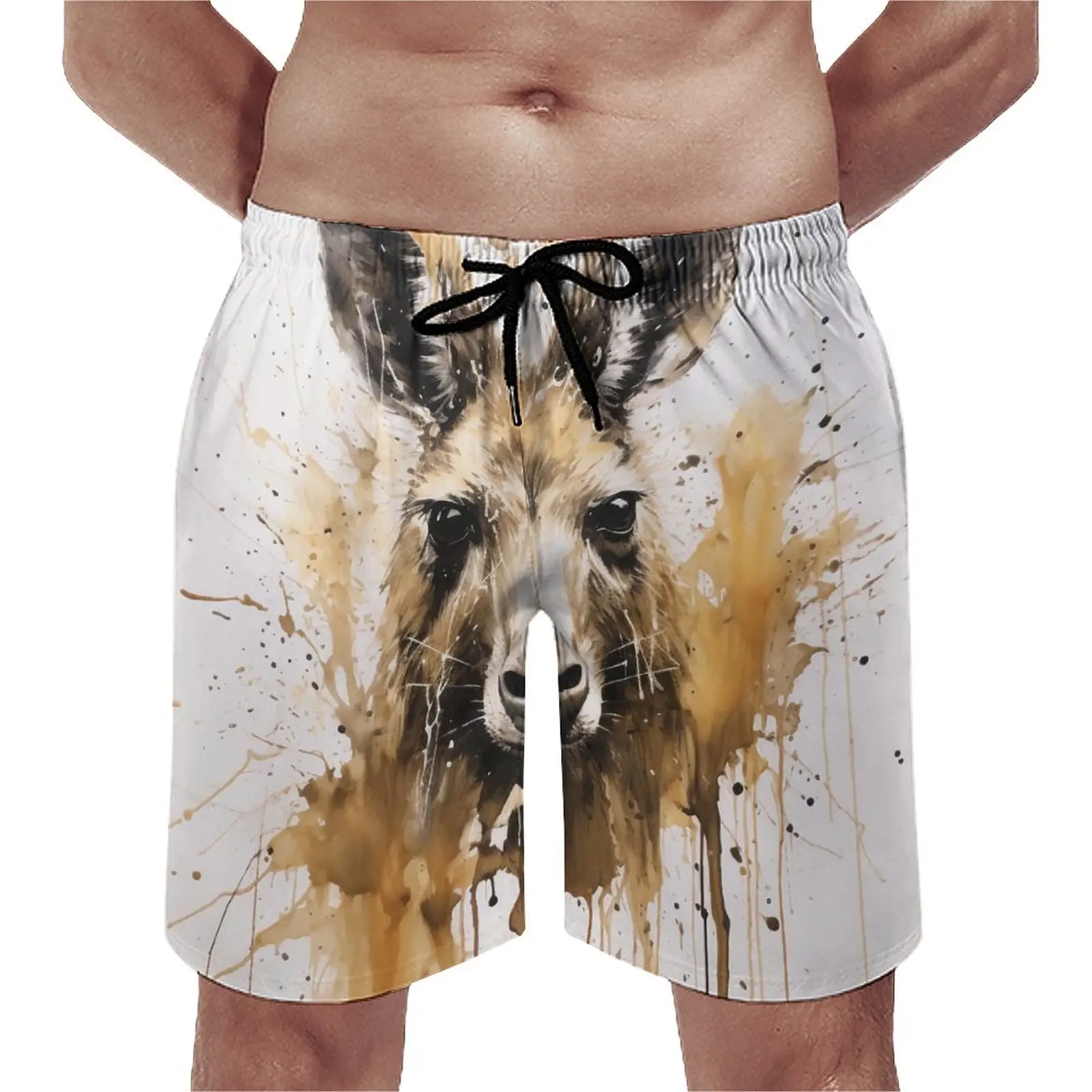 

Kangaroo Board Shorts Ink Drawing Retro Beach Shorts Men Design Sports Fast Dry Swim Trunks Birthday Present