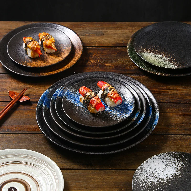 

1pcs Japanese-style Ceramic Platter Sushi Restaurant Plate Simple Tray Flat Cake Pasta Western Food Plates Dishes