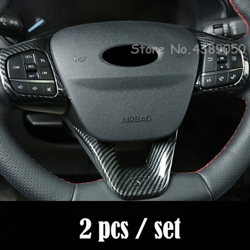 

For Ford Fiesta MK8 2017 2018 2019 2020 Accessories ABS Carbon fiber/Matte ST Car steering wheel trim control button frame cover