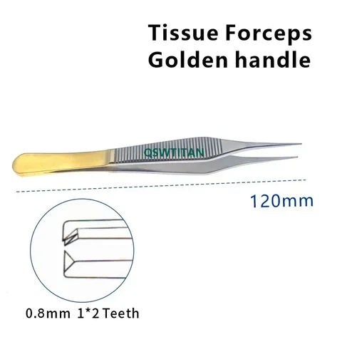 Офтальмологические пинцеты, щипцы для тканей, нержавеющая сталь, зубчатые/платформы, щипцы, хирургические инструменты, 120 мм