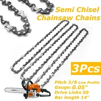 3pcsset 14 inch chainsaw saw chain drive link pitch 50 link 38lp 050 gauge chainsaw blade replacement garden tools accessory