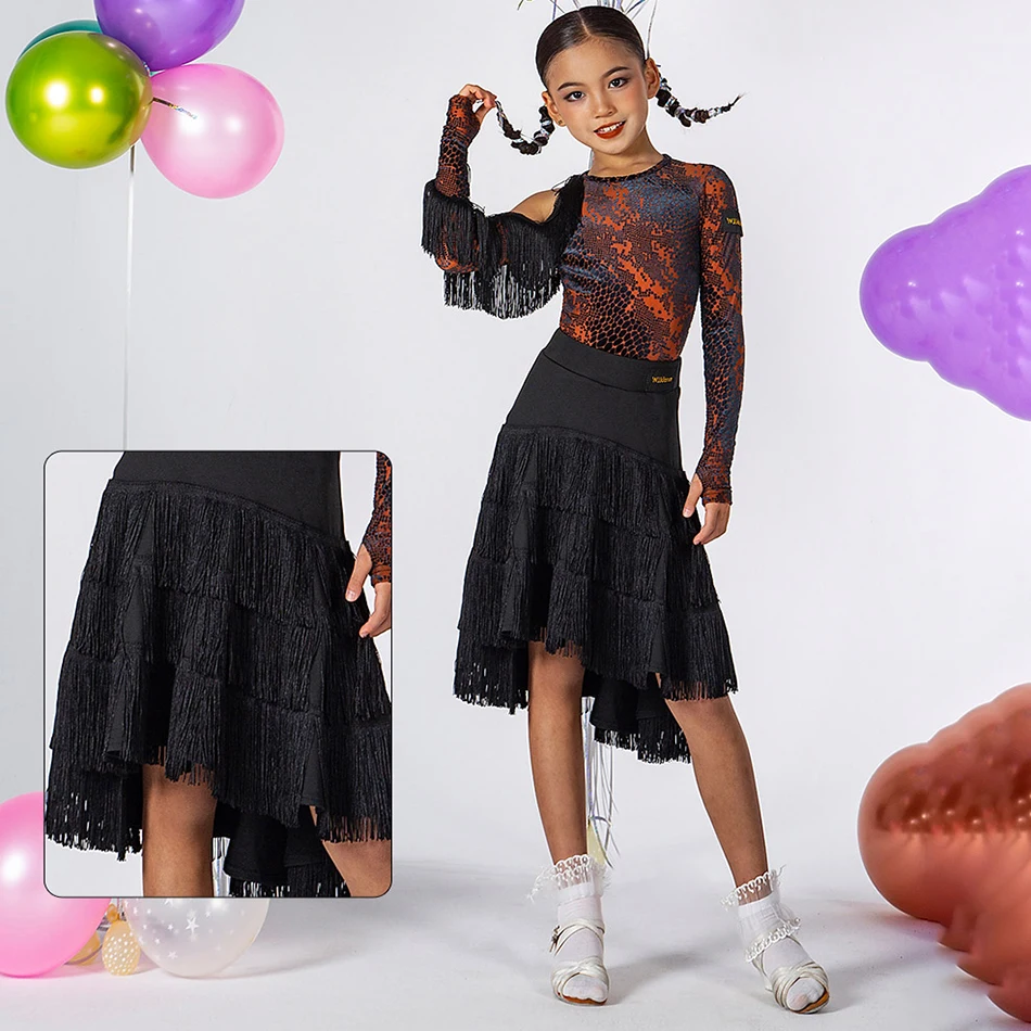 Детские юбки для латиноамериканских танцев девочек Осень-зима детские костюмы с