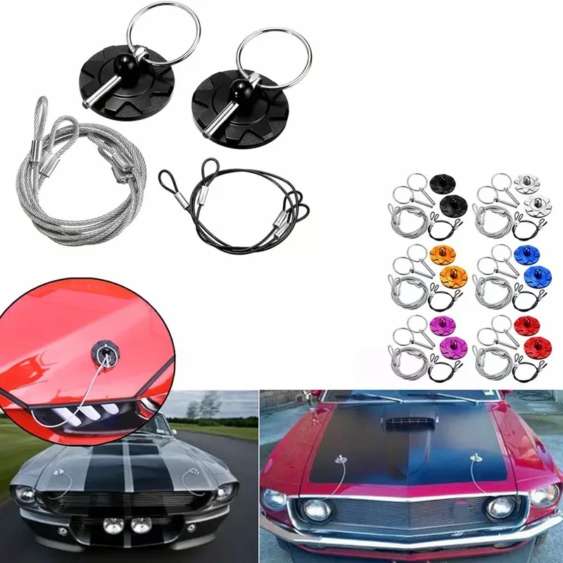 

2PCs Universal CNC Aluminum Hood Latches Hood Lock Catch Latches Kit with Self-Adhesive Tape