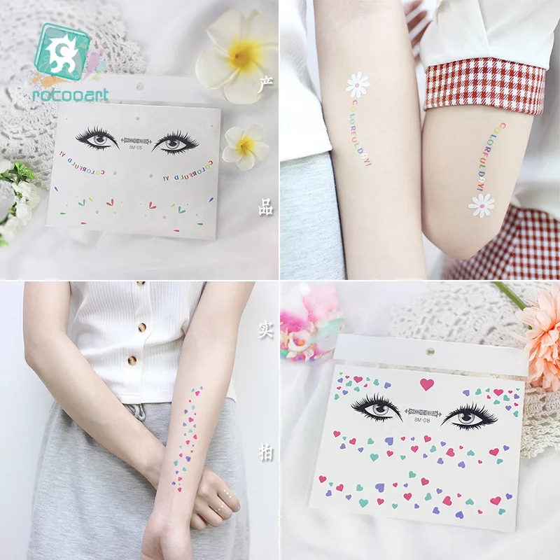 

New Waterproof Daisy Face Sticker With Collarbone Flower Temporary Tattoo Sticker Size:158 * 120mm